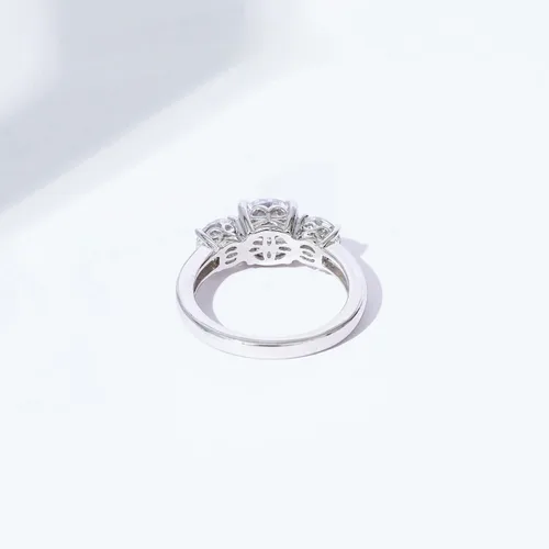 Vista 7 de Tienda Collection Platinum or Gold Plated Sterling Silver Round 3-Stone Ring made with Infinite Elements Cubic Zirconia