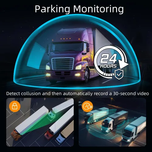 Vista 4 de VSYSTO Truck Carplay, 5 "pantalla táctil WiFi 3CH Truck Dash Cam, navegación GPS, Monitoreo de estacionamiento, Cámaras frontal e izquierda