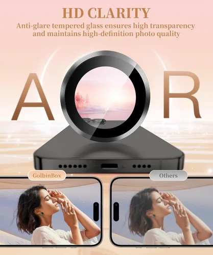 Vista 3 de GolbinBox Protector de lente de cámara para iPhone 13 Pro/13 Pro Max, ajuste invisible 1:1, vidrio templado 9H, funda individual de metal ultra HD