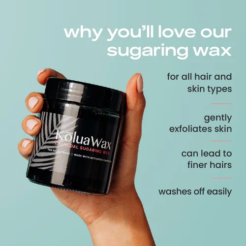 Vista 2 de KoluaWax Kit vegano de cera de azúcar de carbón para mujeres y hombres, depilación para todo tipo de piel y cabello, axilas, bikini, brasileño, cara