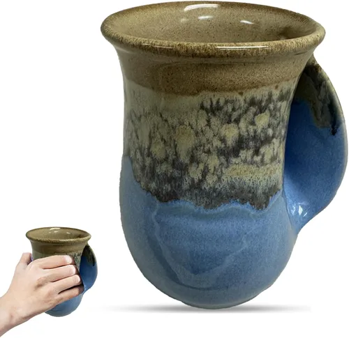 Vista 37 de Clay in Motion - Taza calentadora de manos para diestros, diseño Ocean Tide Marea del Océano