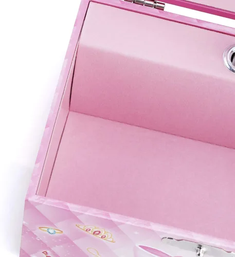 Vista 5 de Caja de joyería musical para niñas y joyas con lindo tema de princesa - Beautiful Dreamer Tune Pink