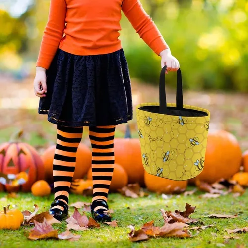 Vista 6 de Lindas ranas Kawaii de Halloween, cubo de truco o trato, bolsa de dulces para niños, decoraciones de Halloween