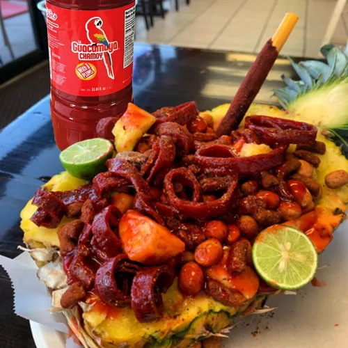 Vista 4 de La Guacamaya Chamoy (33.81 fl oz) - Caramelo de Chamoy - Dip de Chamoy - Salsa de Chamoy para frutas - Pasta de Chamoy - Pasta de borde de Chamoy
