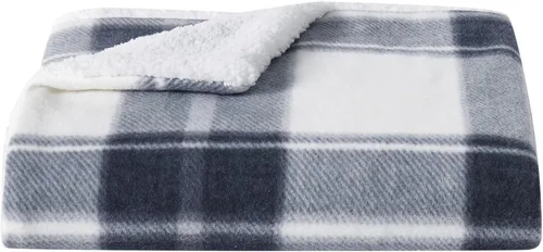 Vista 2 de Cannon Cozy Teddy - Manta de poliéster azul y crema, 1 pieza, 50 x 70 pulgadas, a cuadros, 100% poliéster, para hombres y mujeres, certificado