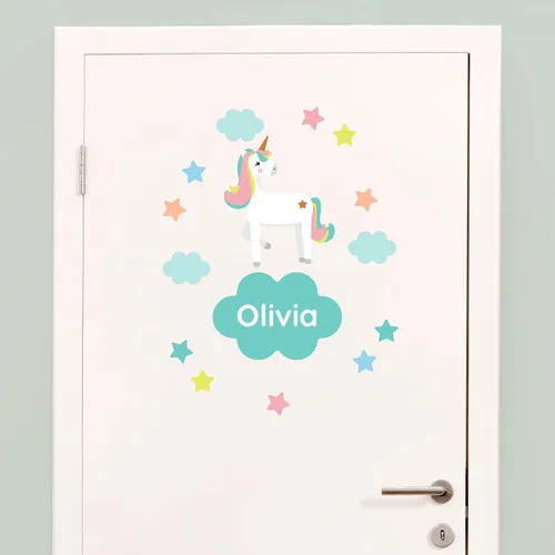 Vista 16 de Calcomanías de puerta personalizadas para habitación de niños, calcomanías de pared con nombre personalizado para decoración de habitación de bebés