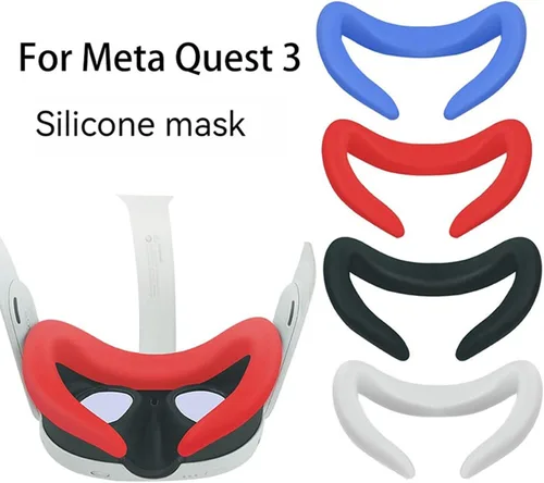 Vista 7 de VR Headset Silicone Facial Interface Compatible with Quest 3, V-Shaped Face Cover Pad Anti-Slip Soft & Comfy AR Accessories(White)