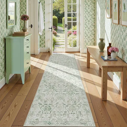 Vista 54 de Alfombra de área pequeña de 2 x 3 pulgadas, color beige, para entrada, baño, cocina, antideslizante, de pelo bajo, lavable, moderna alfombra bohemia
