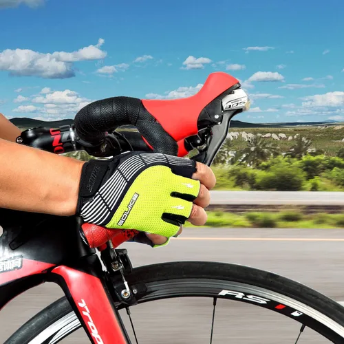 Vista 5 de Souke Sports Guantes de ciclismo Guantes acolchados de medio dedo para bicicleta con absorción de golpes, antideslizantes, transpirables, MTB