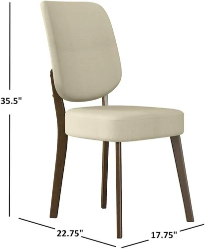 Vista 3 de Juego de 2 sillas de comedor tapizadas color marrón avena