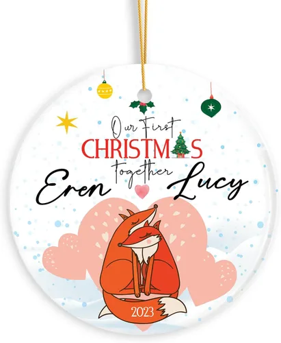 Vista 21 de Adorno de Navidad personalizado para parejas, adorno de nuestra primera Navidad juntos, regalo de recuerdo personalizado para parejas, adorno