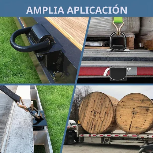 Vista 6 de Paquete de 6 anillos en D de bolsillo de estaca, anclajes de amarre resistentes para remolque, ajustables con cable antipérdida, 16200 libras