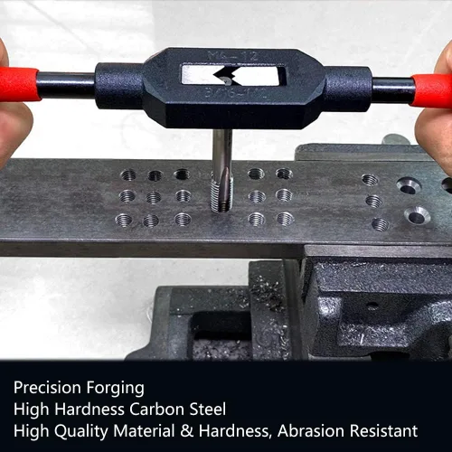 Vista 2 de Mango de llave de grifo ajustable para grifos métricos M1-M8 de 1/16"-1/4" (UNC/UNF), soporte de rosca, herramienta de roscado manual
