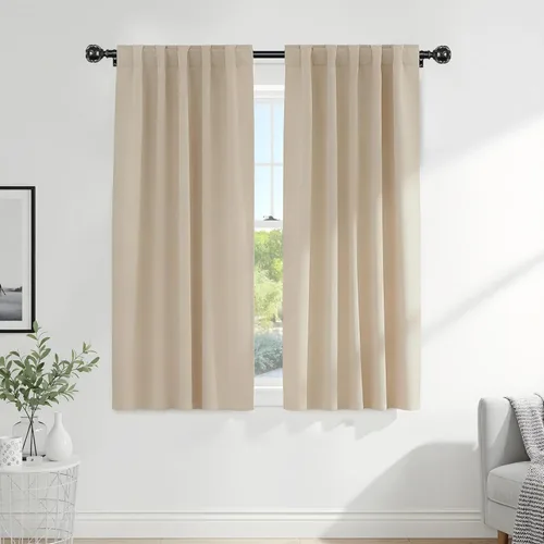 Vista 50 de PONY DANCE Cortinas cortas con aislamiento térmico para ventana pequeña, para guardería, baño, cocina, lavandería, caravana, sótano, 29 pulgadas