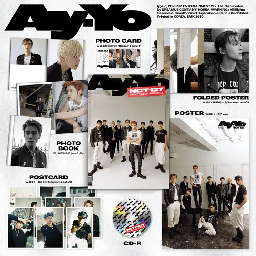 Vista 2 de NCT 127 Ay-Yo 4º álbum de reempaquetado CD+póster plegable en paquete+folleto+postal Polaroid+Tarjeta fotográfica+seguimiento (2 versiones)