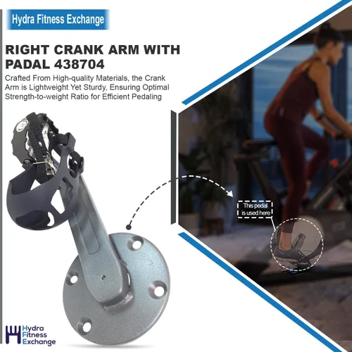Vista 4 de Hydra Fitness Exchange Brazo de manivela derecha con pedal 438704 funciona con bicicleta estacionaria Nordic-Track COMM S22I - Pieza de repuesto