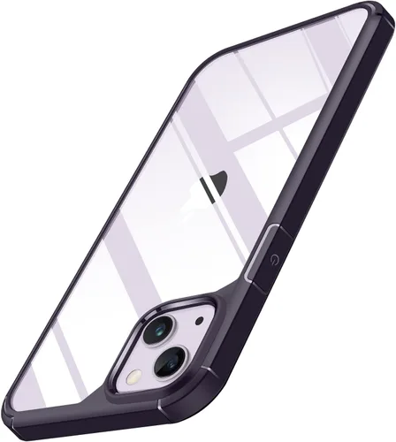 Vista 12 de TENDLIN Funda magnética compatible con iPhone 14 Pro [compatible con MagSafe] funda protectora suave transparente de parte trasera dura (morado)