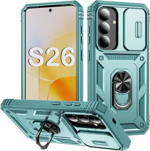 Vista 216 de PASNEW Funda militar para iPhone 13 Pro Max, cubierta de cámara deslizante y soporte de anillo de metal de 360°, carcasa rígida multicapa resistente
