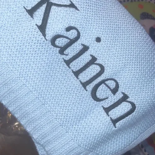 Vista 5 de Manta de bebé bordada personalizada con nombre, manta suave para cochecito