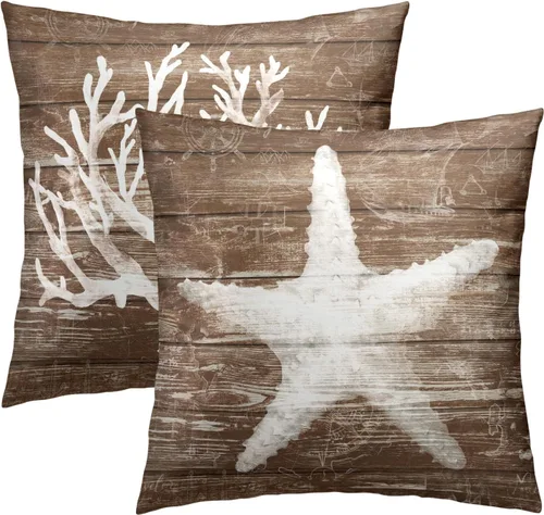 Vista 11 de Juego de 2 fundas de almohada rústicas de 16 x 16 pulgadas / 16.0 x 16.0 in., juego de 2 fundas de almohada cuadradas de algodón con diseño