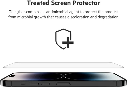 Vista 4 de Belkin TemperedGlass - Protector de pantalla para iPhone 14 Pro Max, accesorios para iPhone 14 Pro, fácil aplicación con bandeja guía