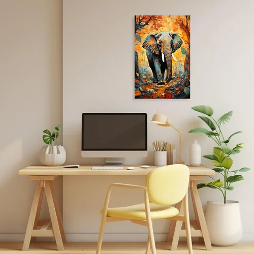 Vista 5 de ARTZGX Lienzo abstracto de elefante para pared, pintura de elefante colorido y elefante bebé, marco decorativo de vida silvestre africana