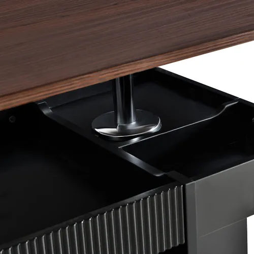 Vista 8 de Moderna mesa auxiliar ajustable con ruedas, mesa auxiliar multifuncional para sofá con elevador, parte superior giratoria de 360° y espacio