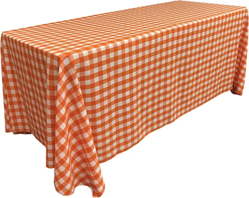 Vista 51 de LA Linen Mantel rectangular de poliéster Gingham a cuadros 60 por 84 pulgadas, blanco y verde oscuro