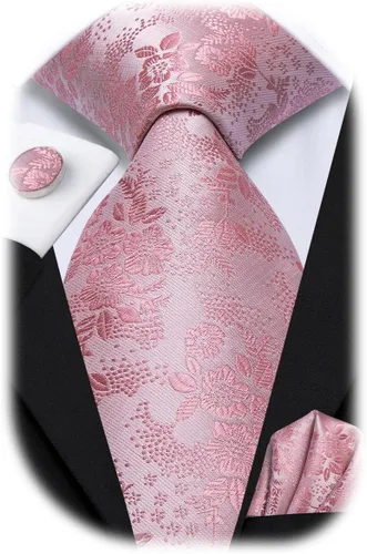 Vista 38 de Hi-Tie Conjunto de corbatas de seda con estampado paisley para hombre, pañuelo de bolsillo y gemelos, conjuntos de corbata formal para negocios a