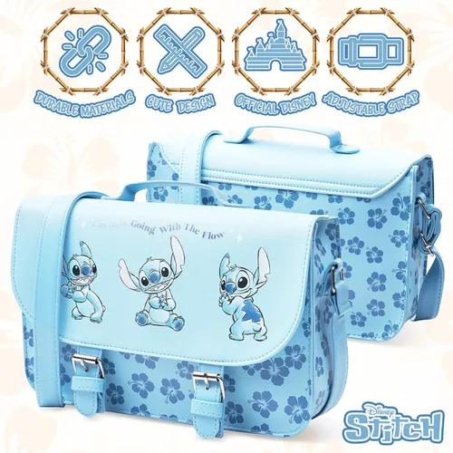 Vista 4 de Disney Bolsa de puntada para niñas, bolsa cruzada Lilo y Stitch, Azul, Duradero