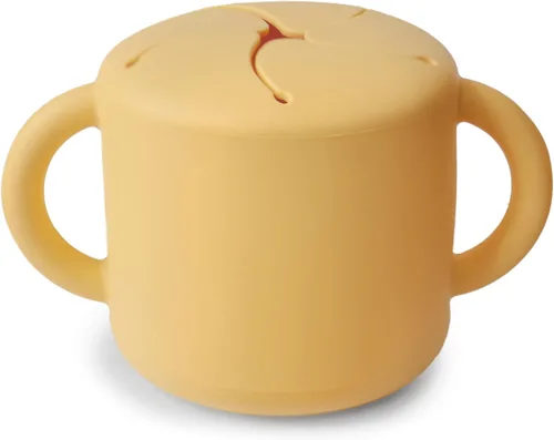 Vista 8 de mushie - Taza para merienda de silicona Contenedor de alimentos a prueba de derrames para niños pequeños y bebés (Abejas)