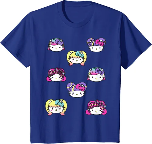 Vista 57 de hello kitty Kawaii Multi peinado Tee, Azul (Heather blue)