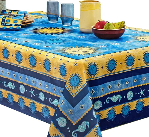 Vista 13 de Home Bargains Plus Juego de 4 manteles individuales de tela mediterránea Blue Sun Tela, resistente a las manchas, resistente al agua, sin arrugas