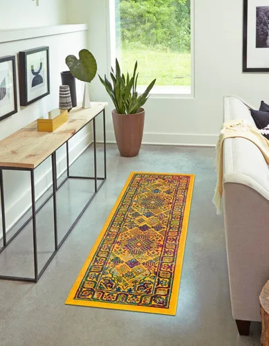 Vista 14 de Unique Loom Colección Calypso - Alfombra Trinidad (rectangular, 2 x 3 pies, fucsia/verde)