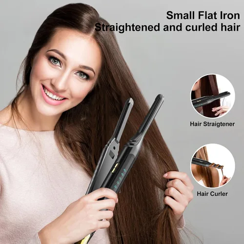 Vista 7 de Plancha de Lápiz 3/10'' Planchas Pequeñas para Cabello Corto, Corte Pixie y Flequillo, Alisador de Cabello para Bordes con Pantalla LED, Mini