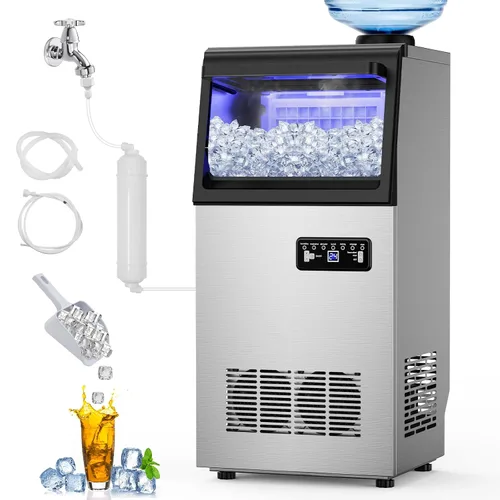 Vista 26 de Máquina de hielo Nugget para encimera 40 libras/día, contenedor de hielo de 10 libras, máquina de hielo de pellets suaves masticables de acero