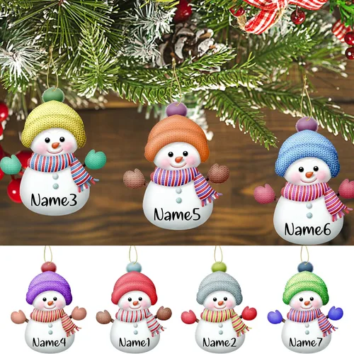 Vista 3 de 7 adornos de Navidad personalizados con nombre personalizado muñeco de nieve para árbol de Navidad, decoraciones colgantes regalos personalizados