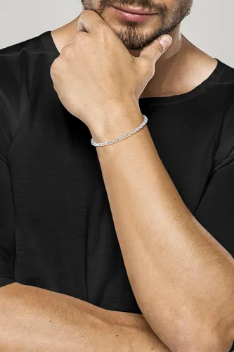 Vista 4 de Miabella Pulsera bizantina cuadrada maciza de plata de ley 925 italiana de 0.118 in para hombres y mujeres, 925 hecha a mano en Italia, Plata