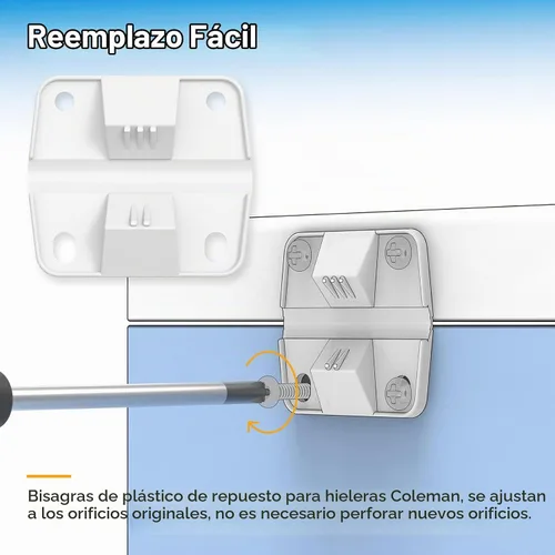 Vista 4 de Juego de bisagras y tornillos de plástico de repuesto para enfriadores Coleman