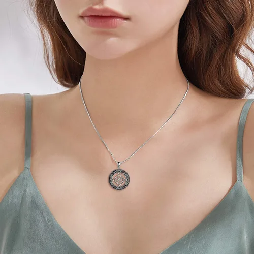 Vista 6 de Collar de plata de ley con nudo celta para mujer y niñas collar celta de la suerte