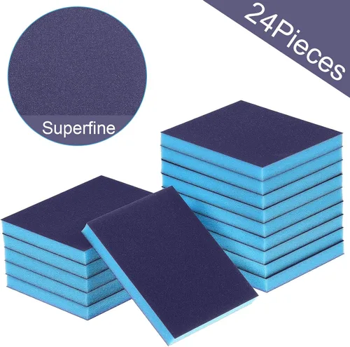 Vista 2 de 24 esponjas de lijado azul ultra grano, bloques de lijado para paneles de yeso, esponja lavable reutilizable para modelos de cerámica, manualidades