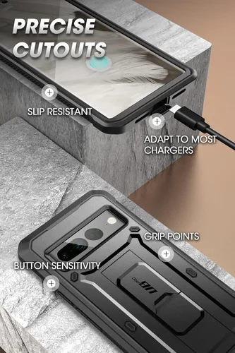 Vista 6 de SUPCASE Funda para Google Pixel 8 con soporte y clip para cinturón (Unicorn Beetle Pro), [protector de pantalla integrado]