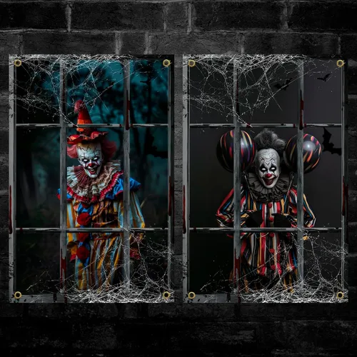 Vista 9 de Yigney 2 piezas de decoración aterradora de Halloween para ventana Fantasma femenino