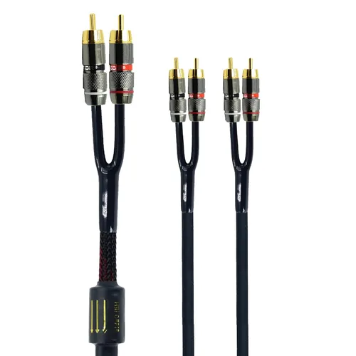 Vista 5 de Arklove Cable divisor de enchufe RCA blindado de 1 pie para audio estéreo y video, 2 machos a 4 hembras, adaptador en Y de doble altavoz, cable