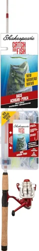 Vista 33 de Shakespeare Catch More Fish Spinning Reel and Fishing Rod Combo with Kit rojo - mediano