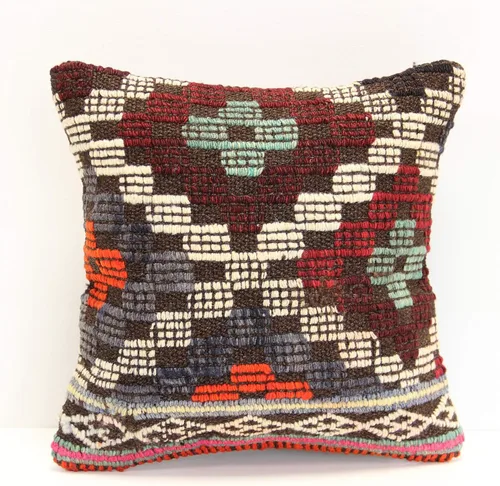 Vista 2 de Oriental Kilim Pillow Cover 12x12 inch Handmade Small Sofa Pillow Cover Chair Pillow