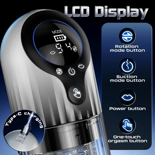 Vista 7 de Masturbador automático masculino con bomba de pene, juguetes sexuales para hombre con 9 rotaciones y 4 succión y lamer, manga texturizada