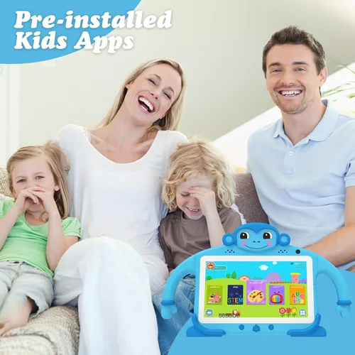 Vista 2 de Tableta para niños de 7 pulgadas para niños de 3 a 7 pulgadas con pantalla táctil ROM de 32 GB con funda WiFi de Youtube, tabletas Android para Azul