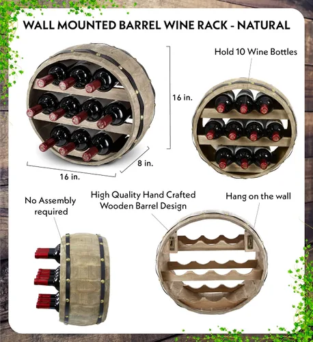 Vista 7 de CoTa Global - Botellero decorativo industrial de madera, 10 botellas