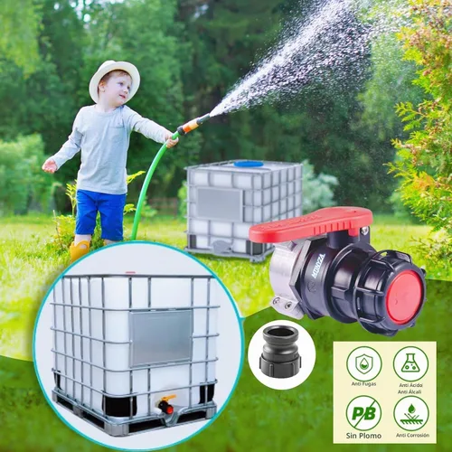 Vista 6 de Adaptador de tanque IBC de 2.95 pulgadas, conector de válvula de bola IBC, adaptador de tanque de agua de rosca gruesa, conector de válvula de bola